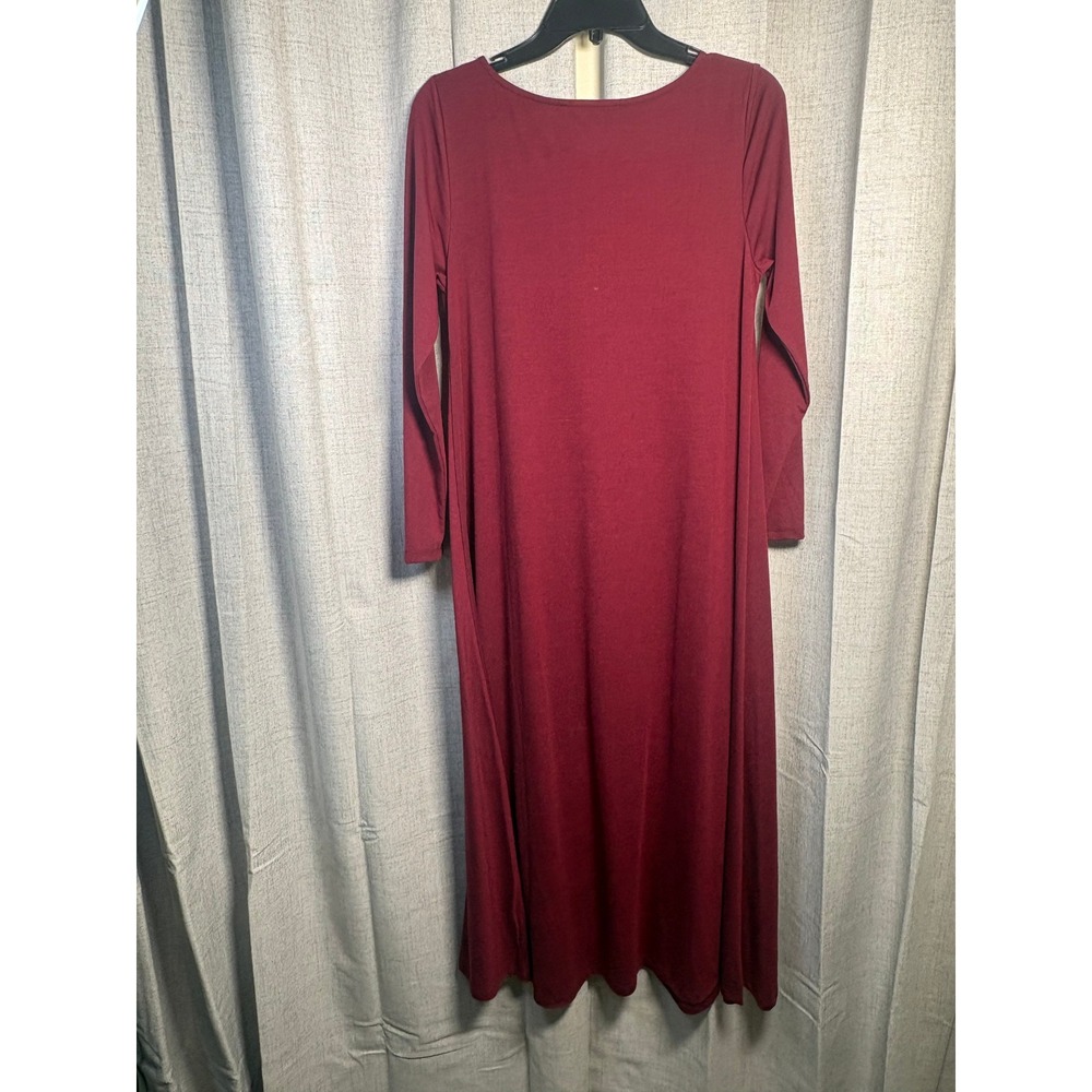 Wear Abouts Womens Petite Small Burgundy Long Sleeve Boat Neck Midi Dress L3009